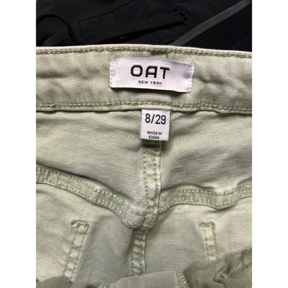 OAT New York Women's Green Wide Leg Crop Jeans Size 8 29 Raw Hem - Picture 3 of 5